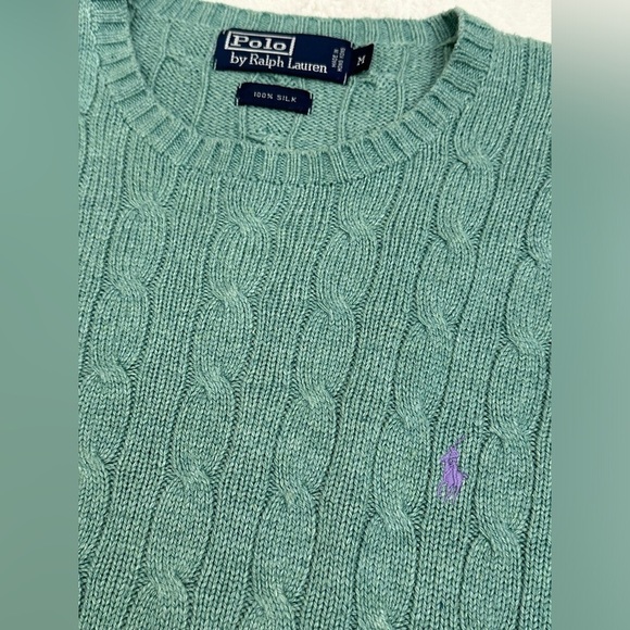 Ralph Lauren Polo seafoam green 100% silk sweater excellent condition M medium - Picture 3 of 12